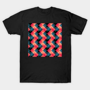 'Zagga - in Red, Orange, Salmon Pink, Gunmetal & Teal Blues on a Black base' T-Shirt